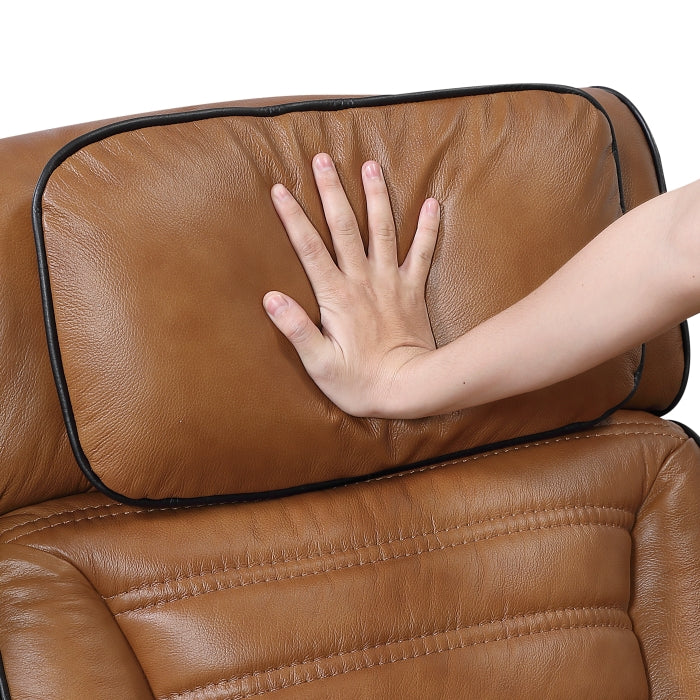 Cyber Brown Power Reclining Chair With Power Headrest Cup Holder Storage Arms Air Massage Heat Led Lighting And Charging Ports