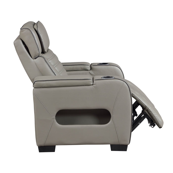 Cyber Gray Power Reclining Chair With Power Headrest Cup Holder Storage Arms Air Massage Heat Led Lighting And Charging Ports