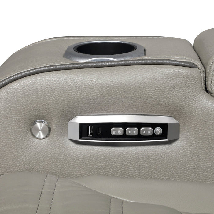 Cyber Gray Power Reclining Chair With Power Headrest Cup Holder Storage Arms Air Massage Heat Led Lighting And Charging Ports