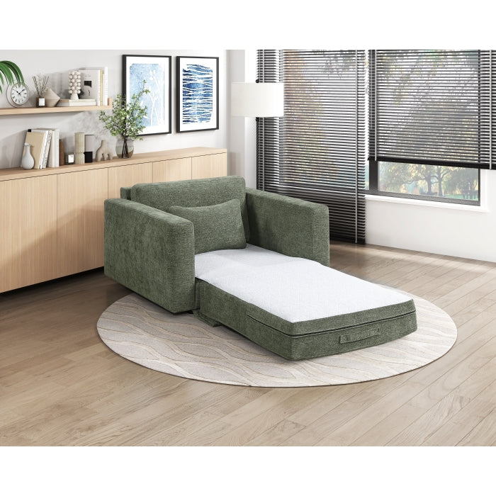Cumulus Green Convertible Sleeper Chair With Charging Ports