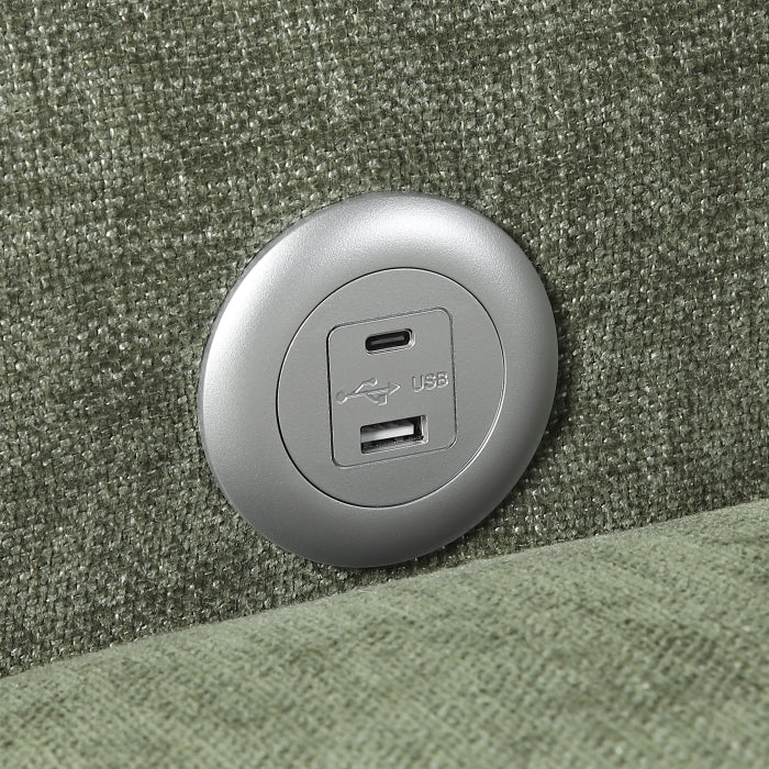 Cumulus Green Convertible Sleeper Chair With Charging Ports