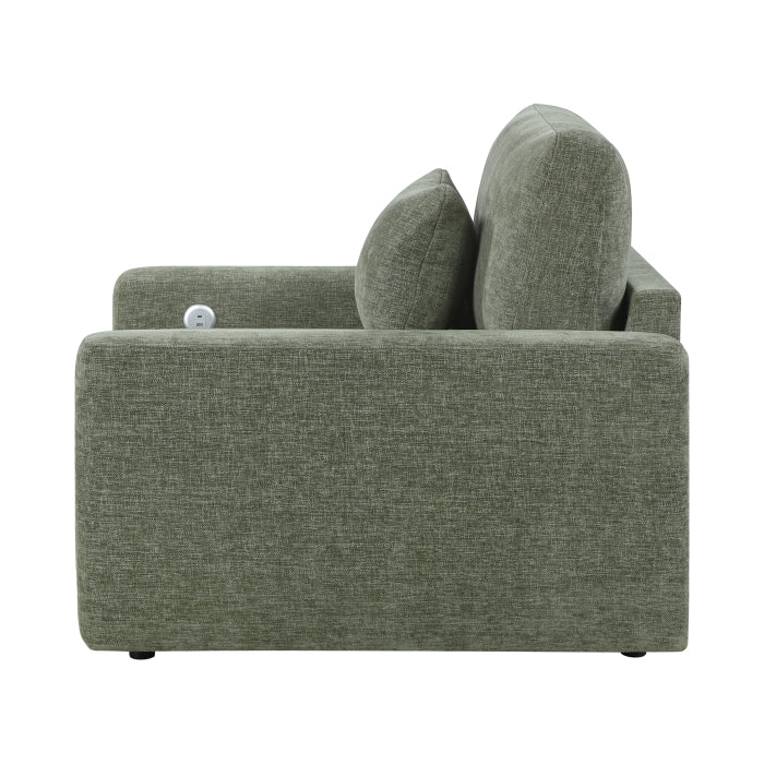 Cumulus Green Convertible Sleeper Chair With Charging Ports