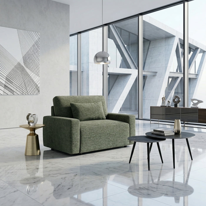 Cumulus Green Convertible Sleeper Chair With Charging Ports
