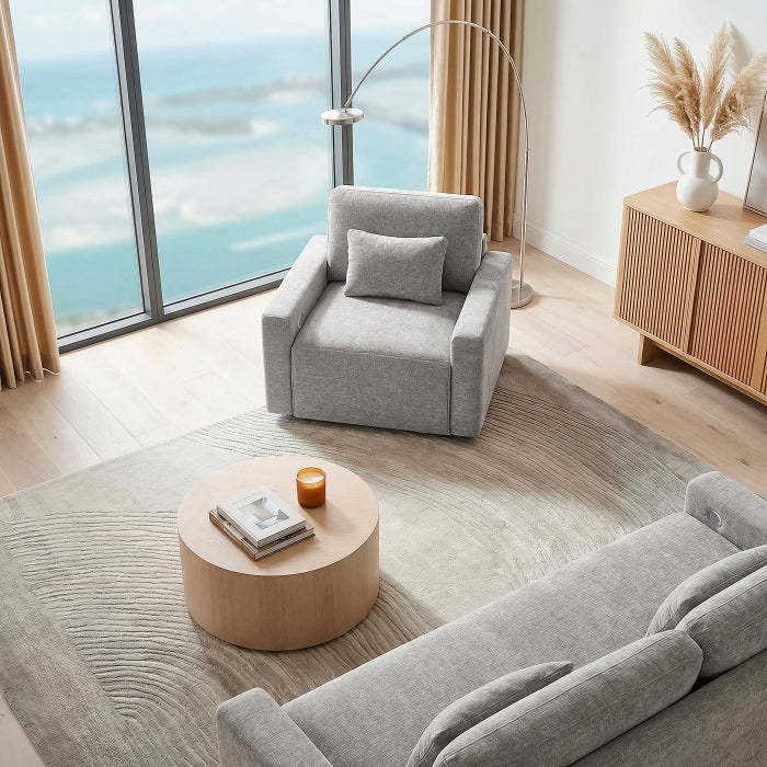 Cumulus Gray Convertible Sleeper Chair With Charging Ports