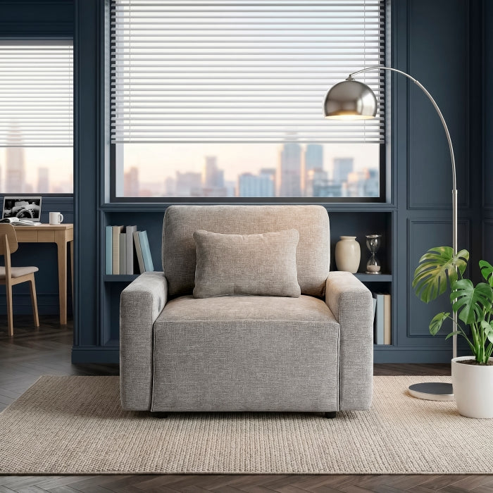 Cumulus Gray Convertible Sleeper Chair With Charging Ports