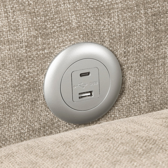Cumulus Beige Convertible Sleeper Chair With Charging Ports