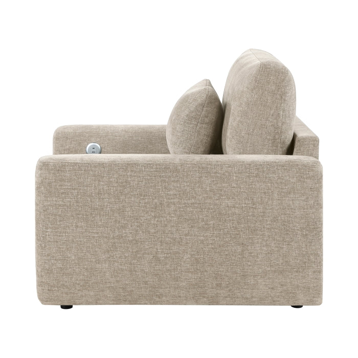 Cumulus Beige Convertible Sleeper Chair With Charging Ports