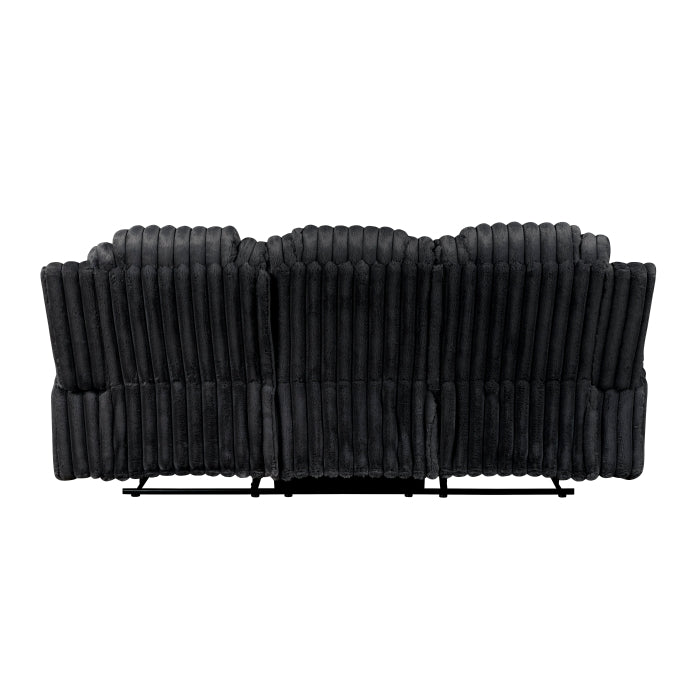 Phyllis Black Double Reclining Sofa With Cup Holders