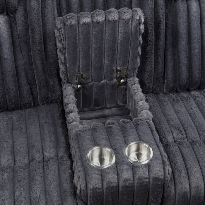 Phyllis Black Double Reclining Loveseat With Center Console And Cup Holders