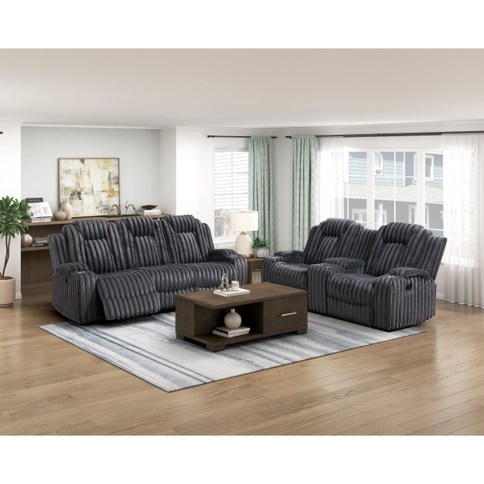 Phyllis Black Double Reclining Loveseat With Center Console And Cup Holders