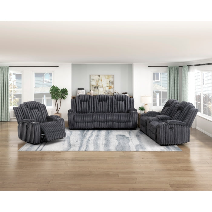 Phyllis Black Double Reclining Loveseat With Center Console And Cup Holders