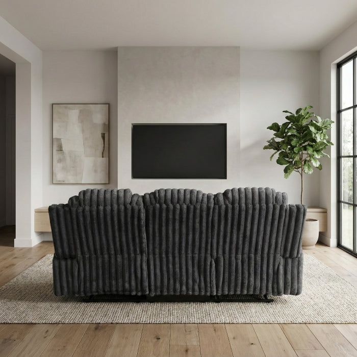 Phyllis Black Double Reclining Sofa With Cup Holders