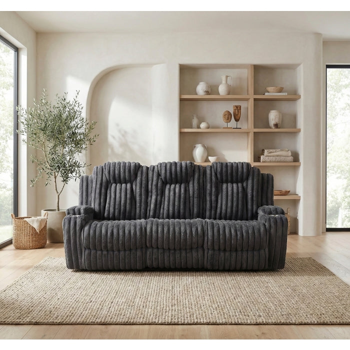 Phyllis Black Double Reclining Sofa With Cup Holders