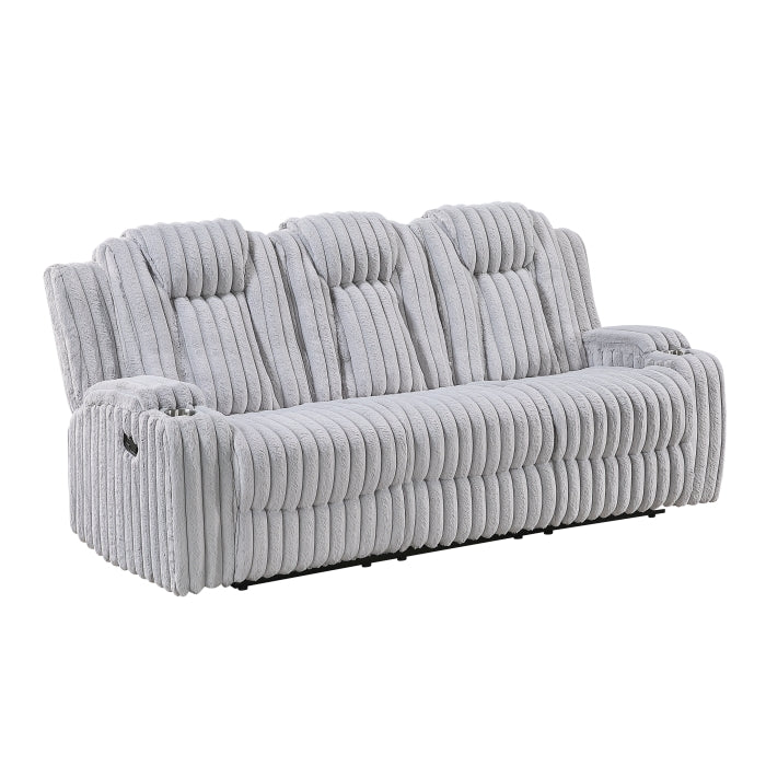 Phyllis White Double Reclining Sofa With Cup Holders