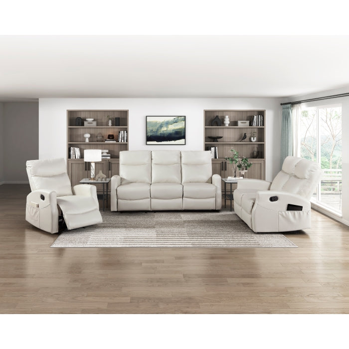 Heisley White Double Reclining Loveseat