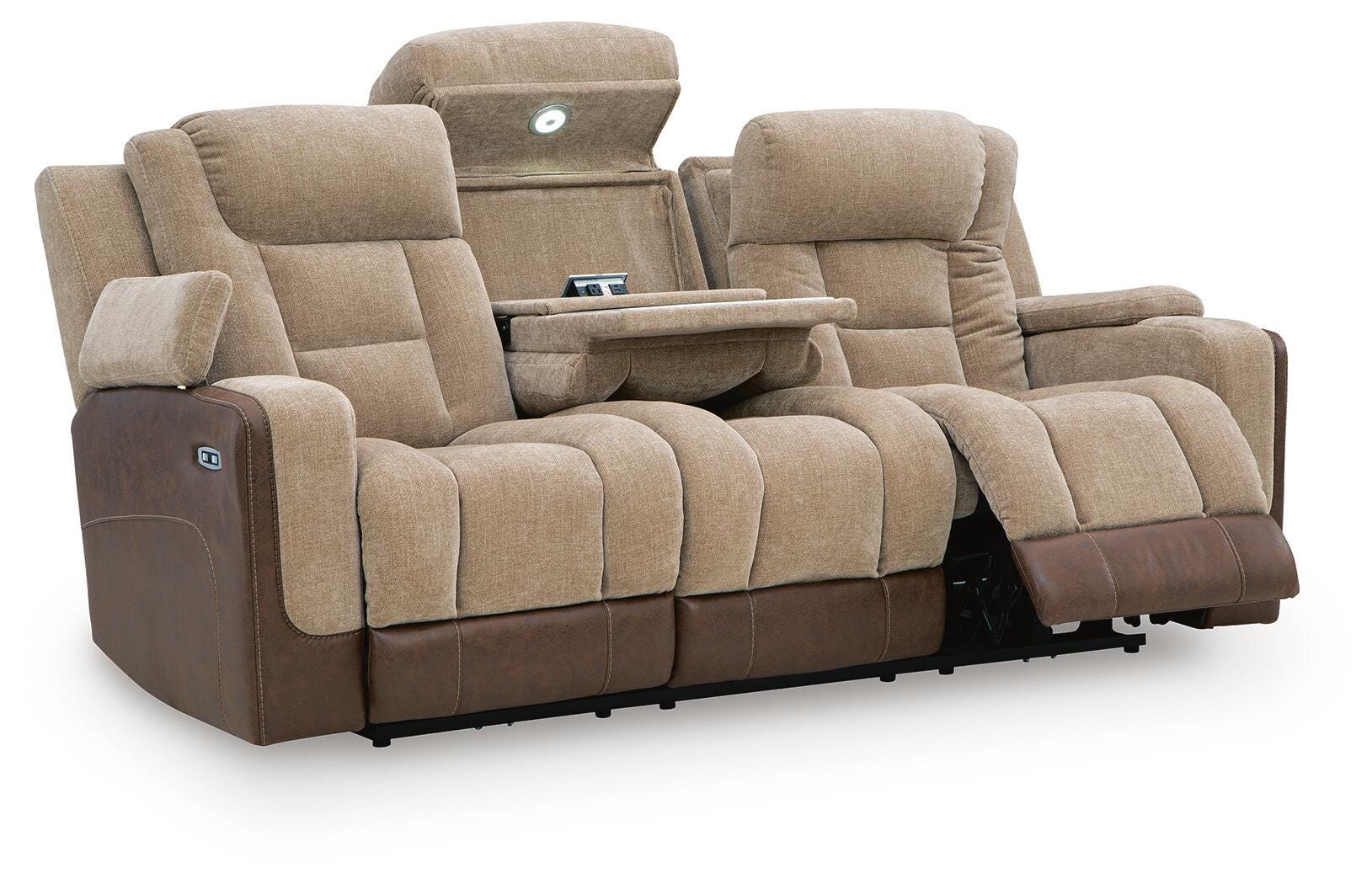 Mixed Motion Brownstone Power Reclining Sofa