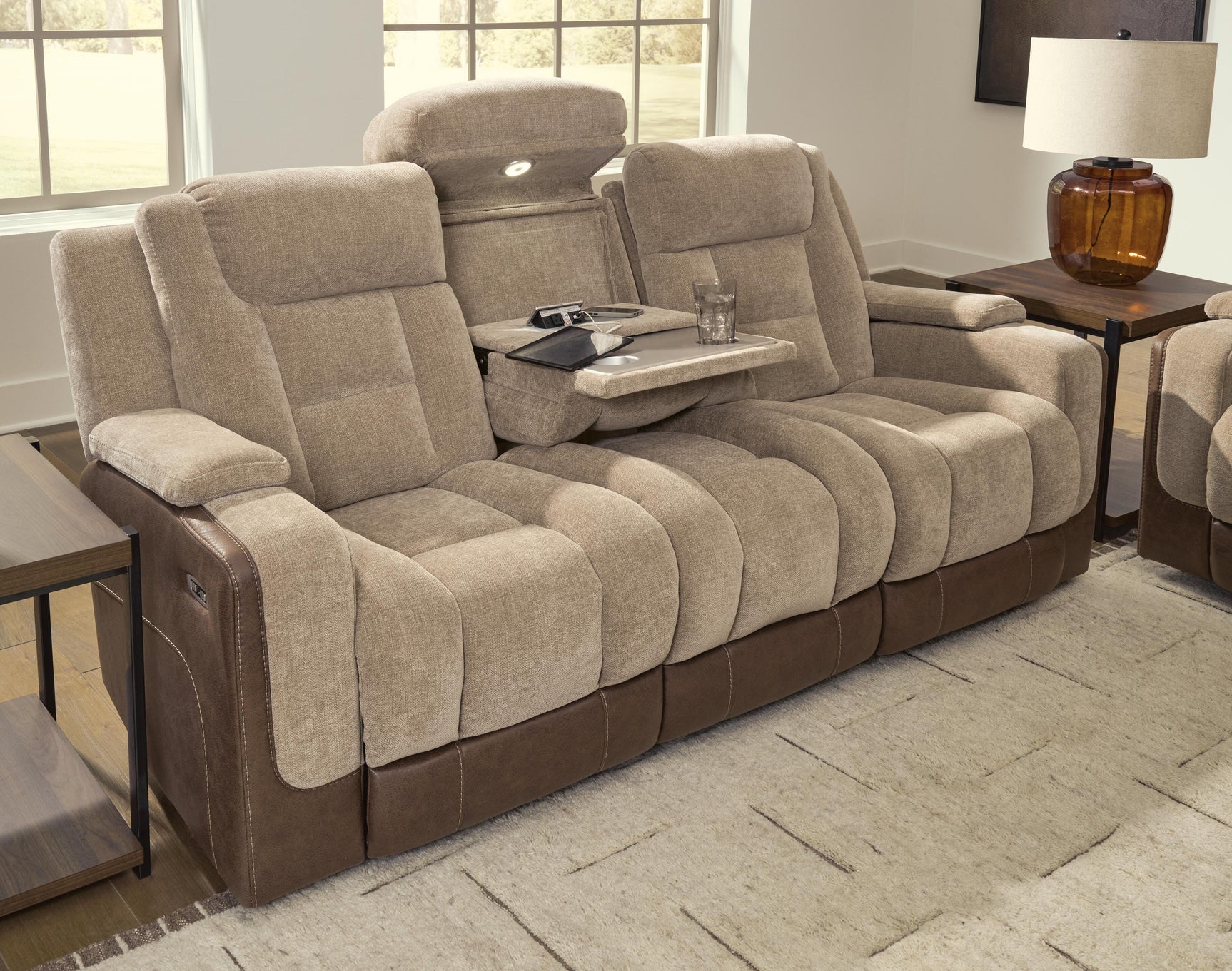 Mixed Motion Brownstone Power Reclining Sofa