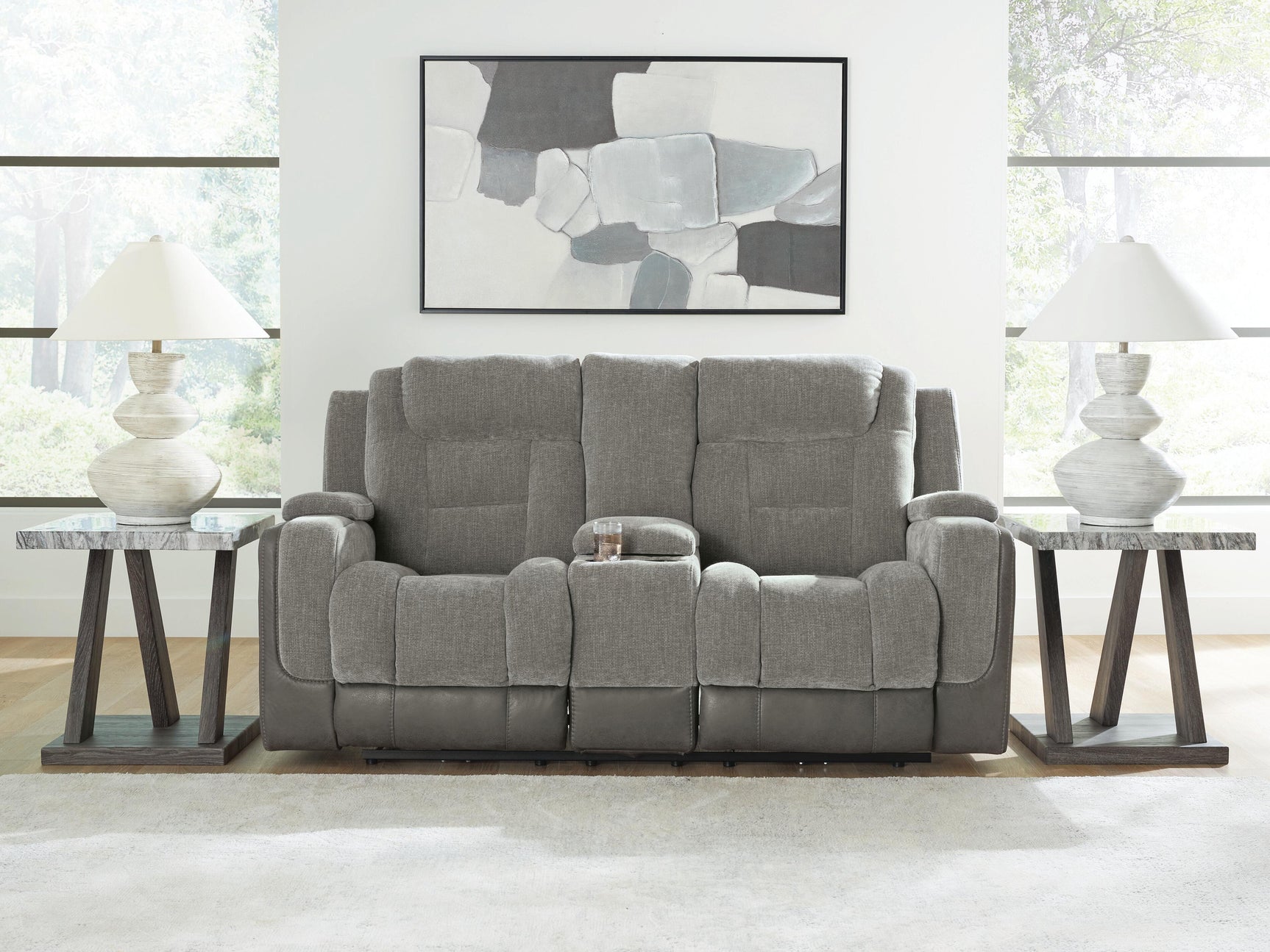 Mixed Motion Shadow Power Reclining Loveseat with Console