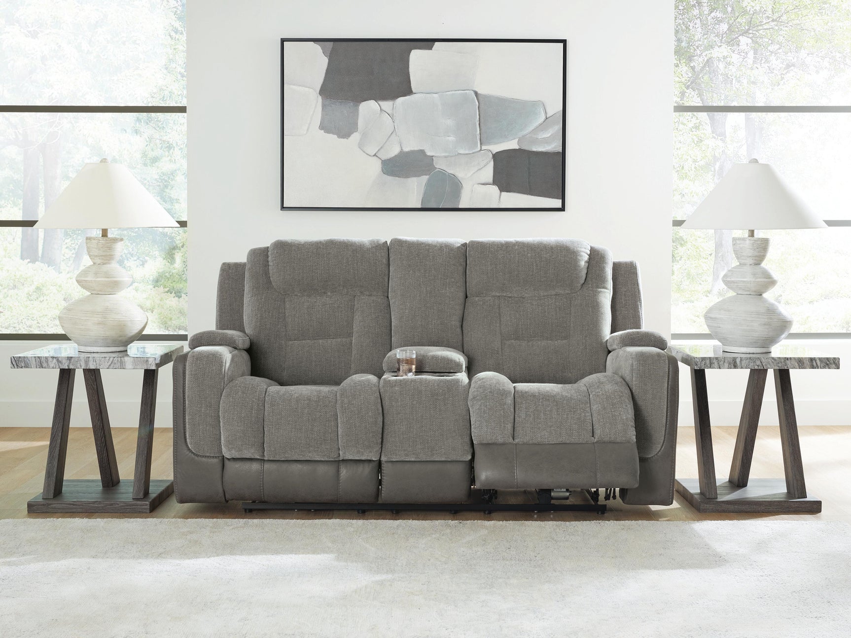 Mixed Motion Shadow Power Reclining Loveseat with Console