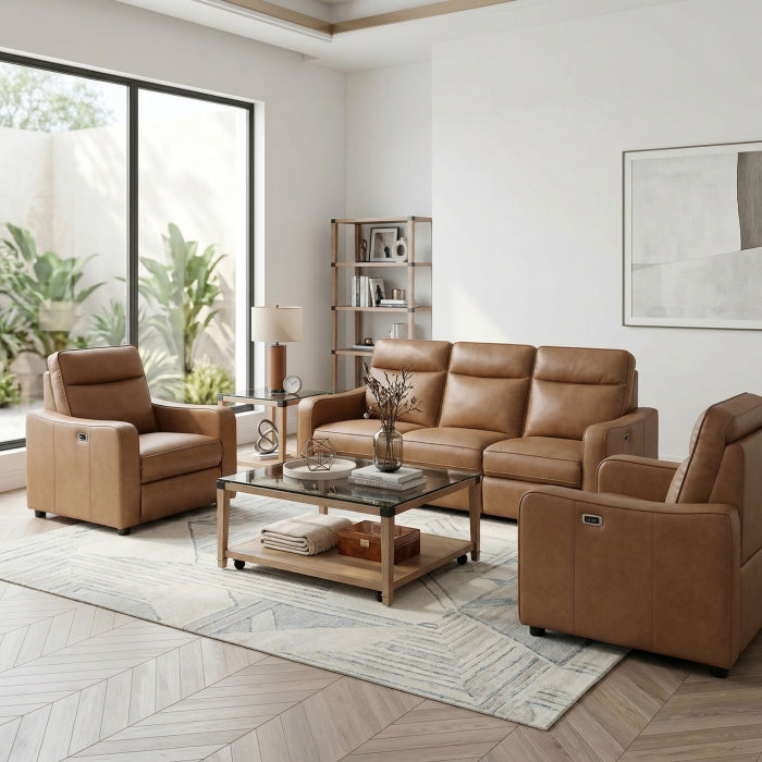 Equinox Brown Power Reclining Chair With Curved Track Arms