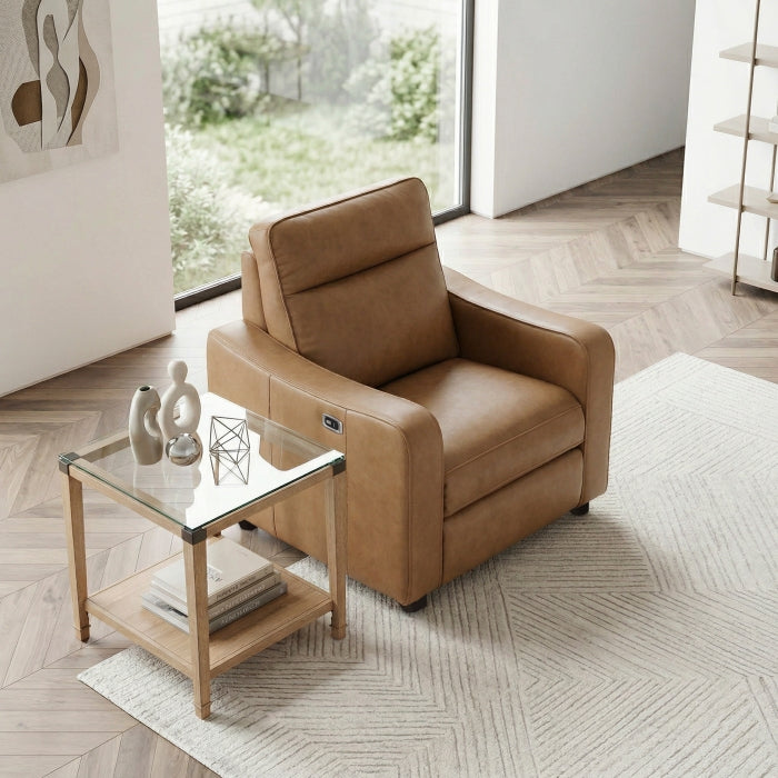 Equinox Brown Power Reclining Chair With Curved Track Arms
