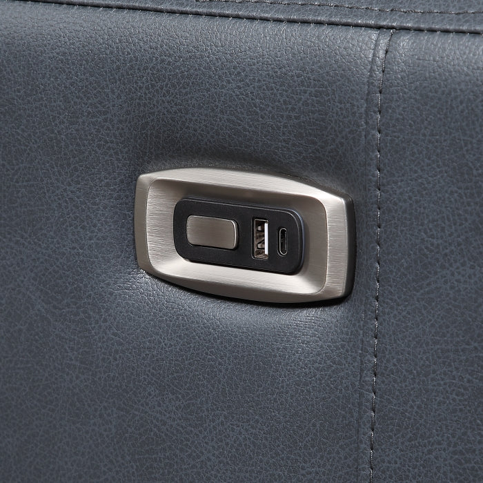 Equinox Gray Power Reclining Chair With Rounded Track Arms