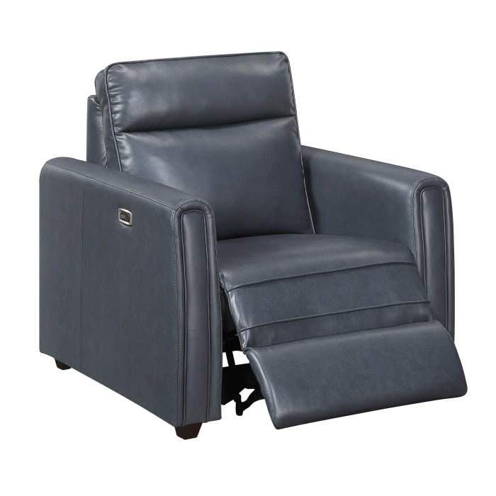 Equinox Gray Power Reclining Chair With Rounded Track Arms