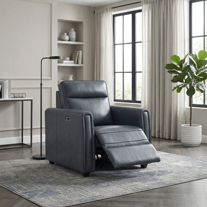 Equinox Gray Power Reclining Chair With Rounded Track Arms