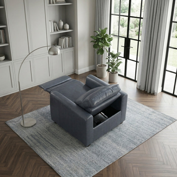 Equinox Gray Power Reclining Chair With Rounded Track Arms