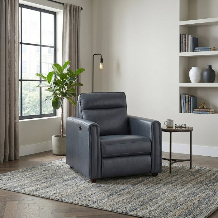 Equinox Gray Power Reclining Chair With Rounded Track Arms
