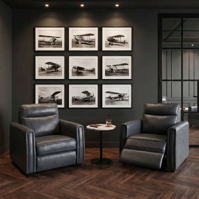 Equinox Gray Power Reclining Chair With Rounded Track Arms