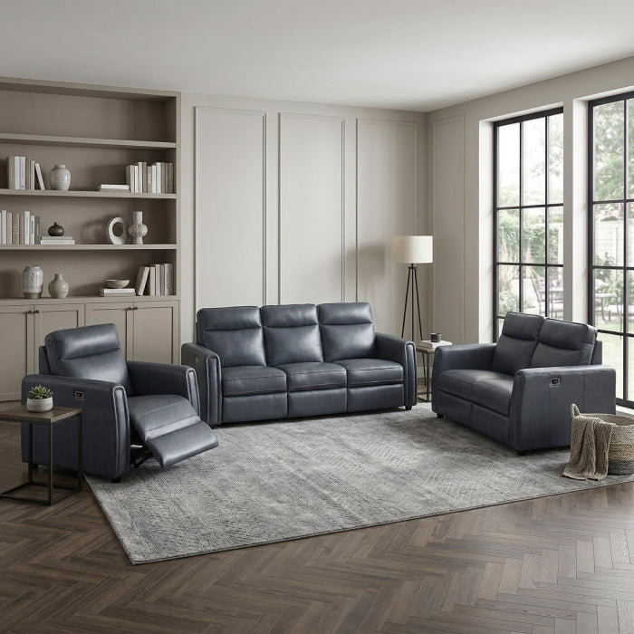 Equinox Gray Power Reclining Chair With Rounded Track Arms
