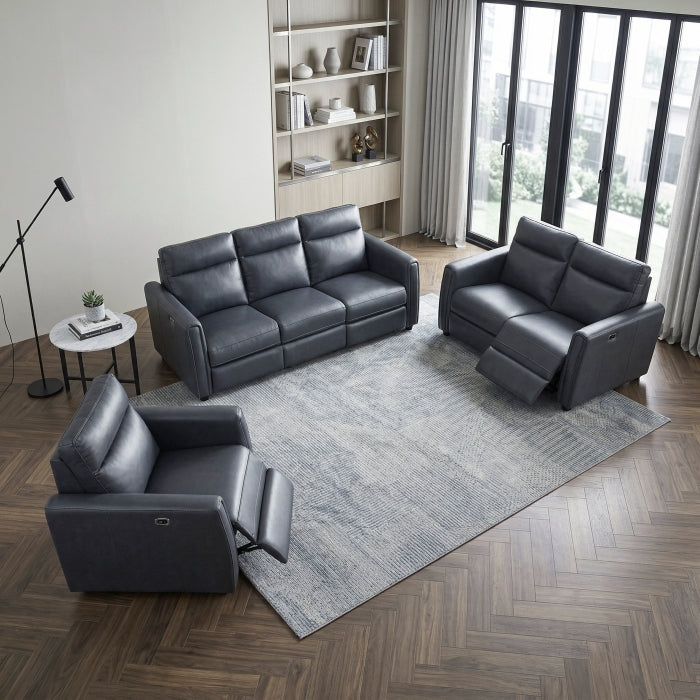 Equinox Gray Power Reclining Chair With Rounded Track Arms