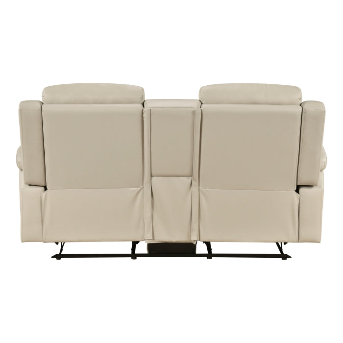 Nest Beige Double Reclining Loveseat With Center Console And Receptacles
