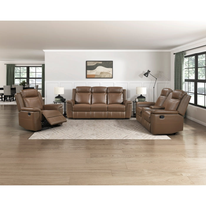 Nest Brown Double Reclining Loveseat With Center Console And Receptacles