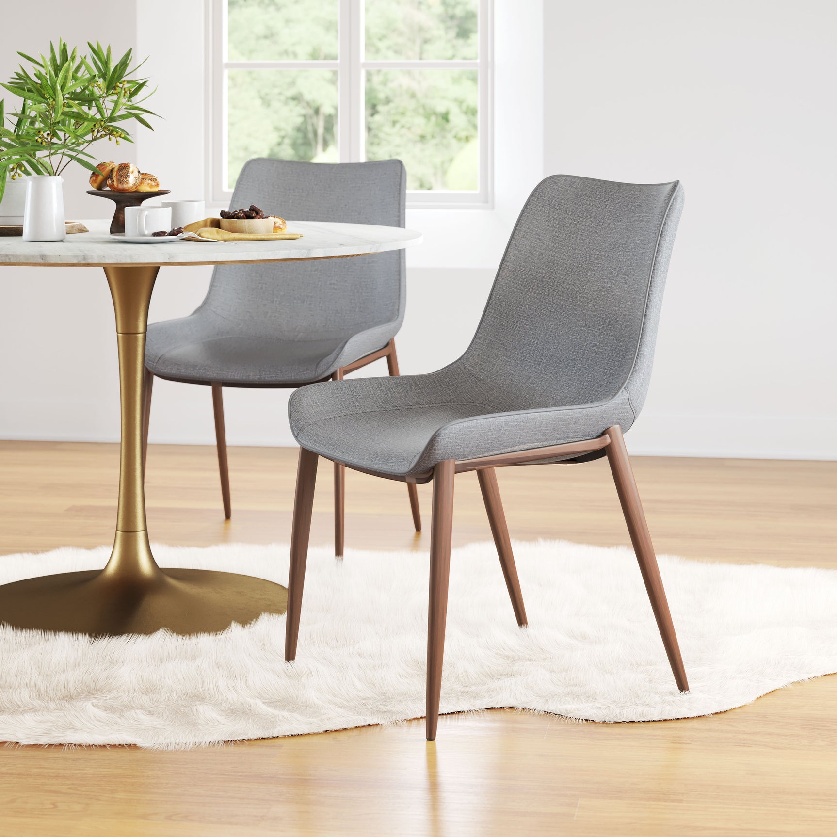 Magnus Slate Gray & Walnut Dining Chair (Set of 2)