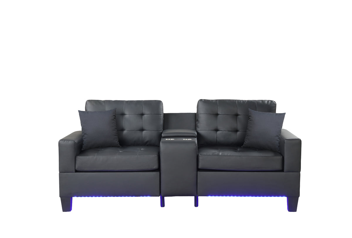 Genesis Black PU Leather Sofa & Loveseat Set