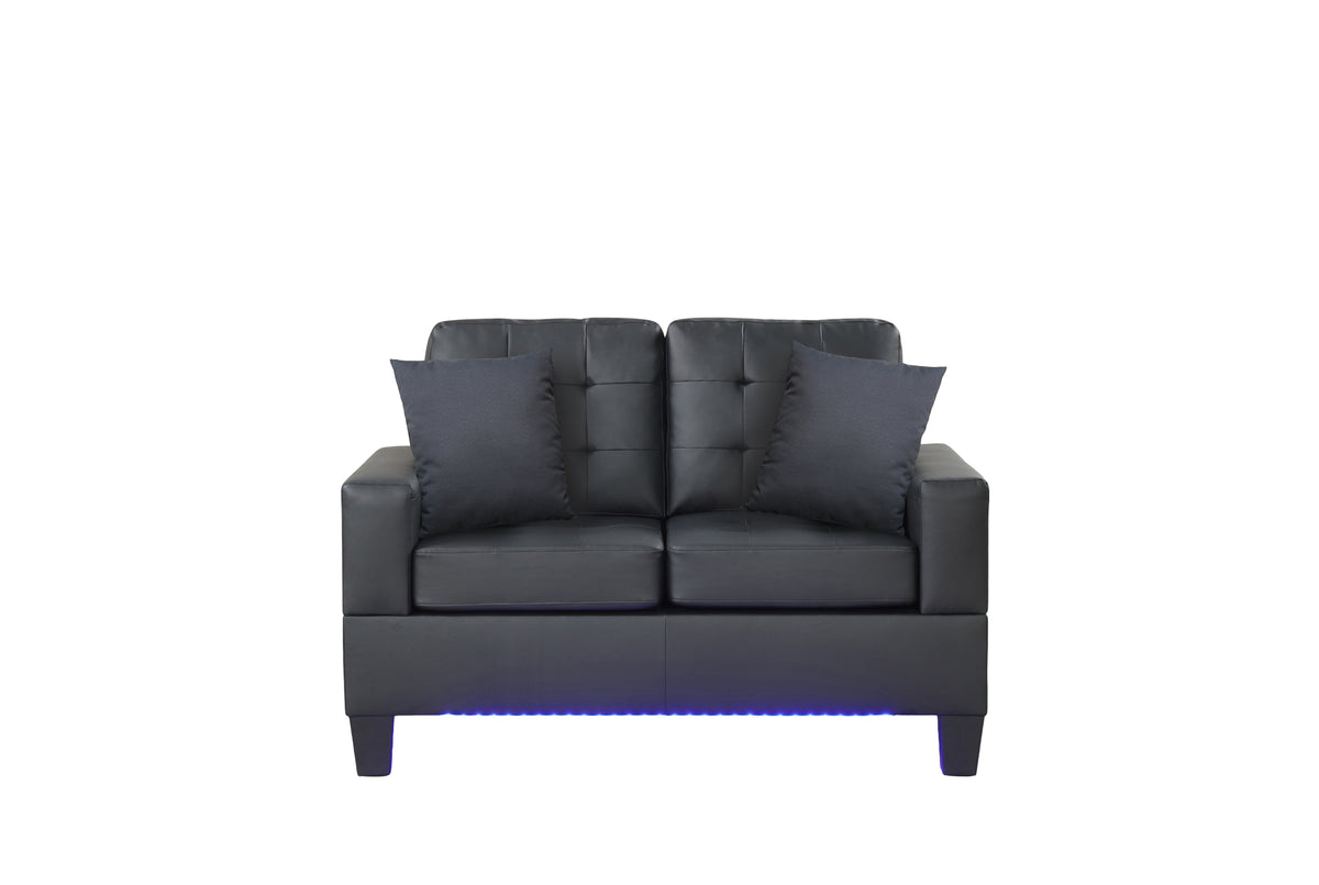 Genesis Black PU Leather Sofa & Loveseat Set