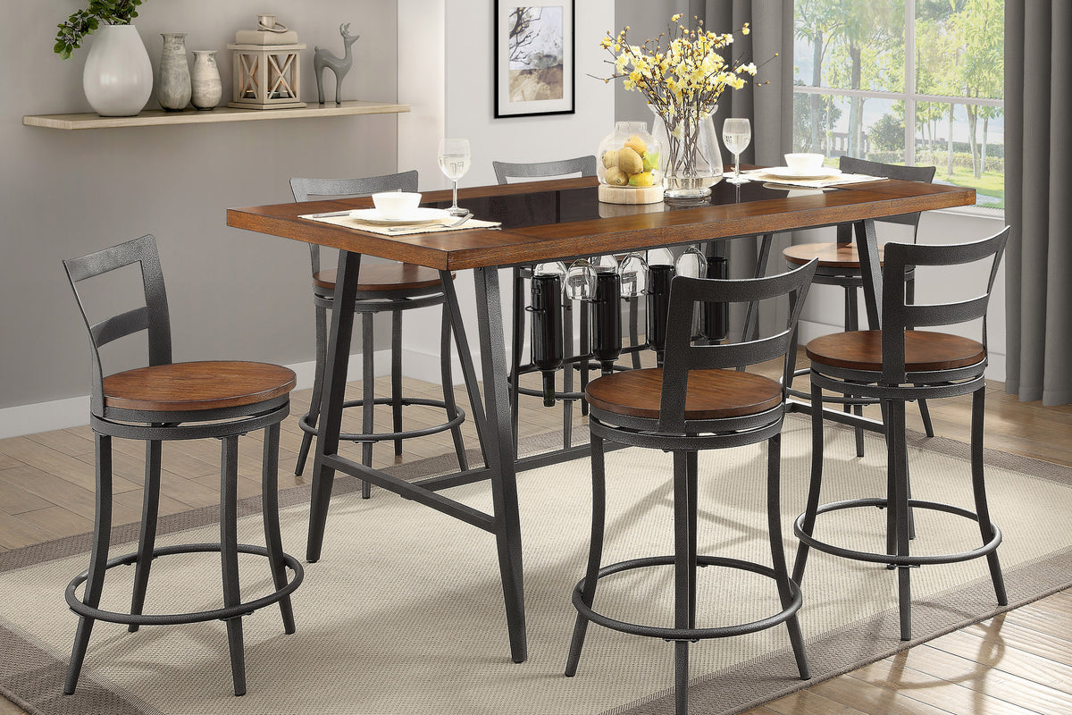 Selbyville Espresso Counter Height Table Glass Insert