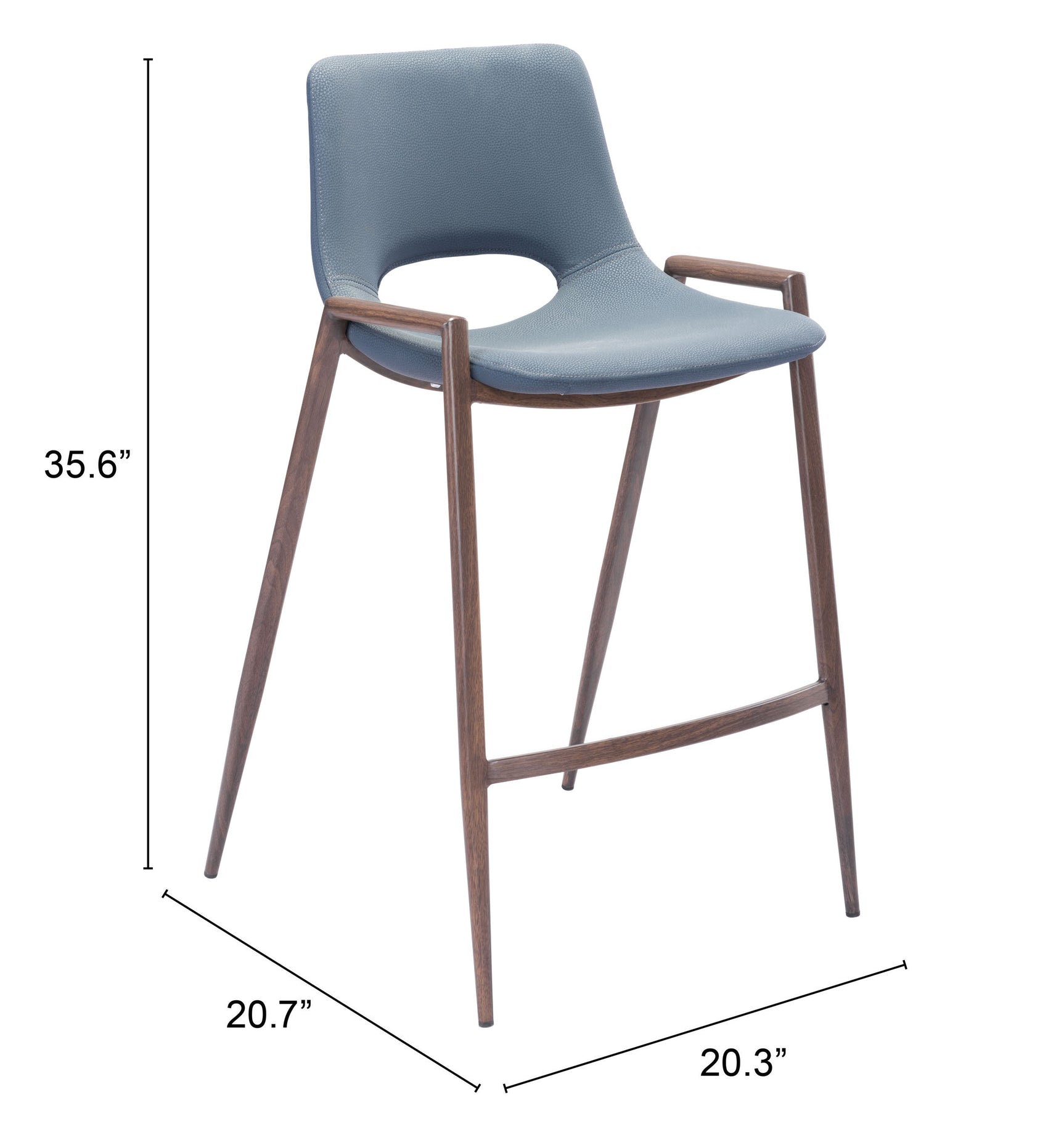 Desi Azure Gray & Walnut Counter Stool (Set of 2)