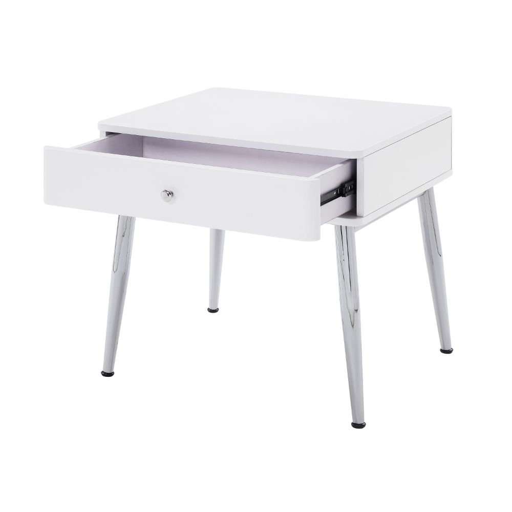 Weizor White/Chrome End Table