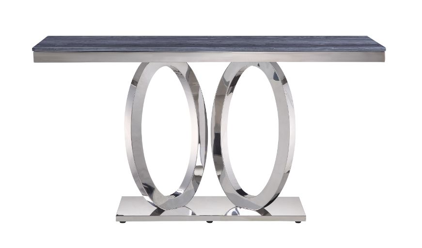 Zasir Gray/Mirrored Silver Sofa Table
