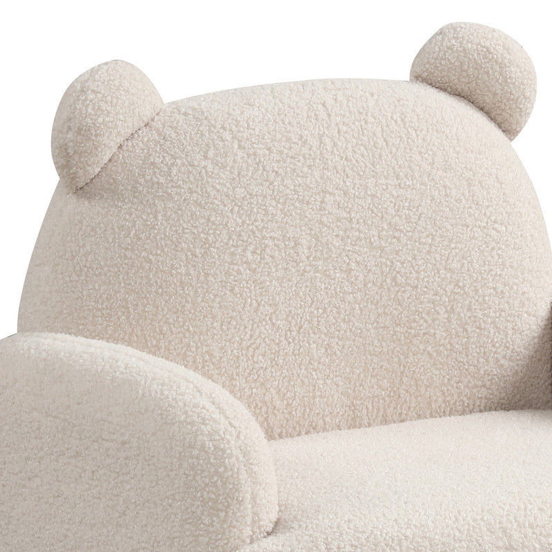 Raelynn Beige 25.5"W Sherpa Bear-Shaped Kids Armchair