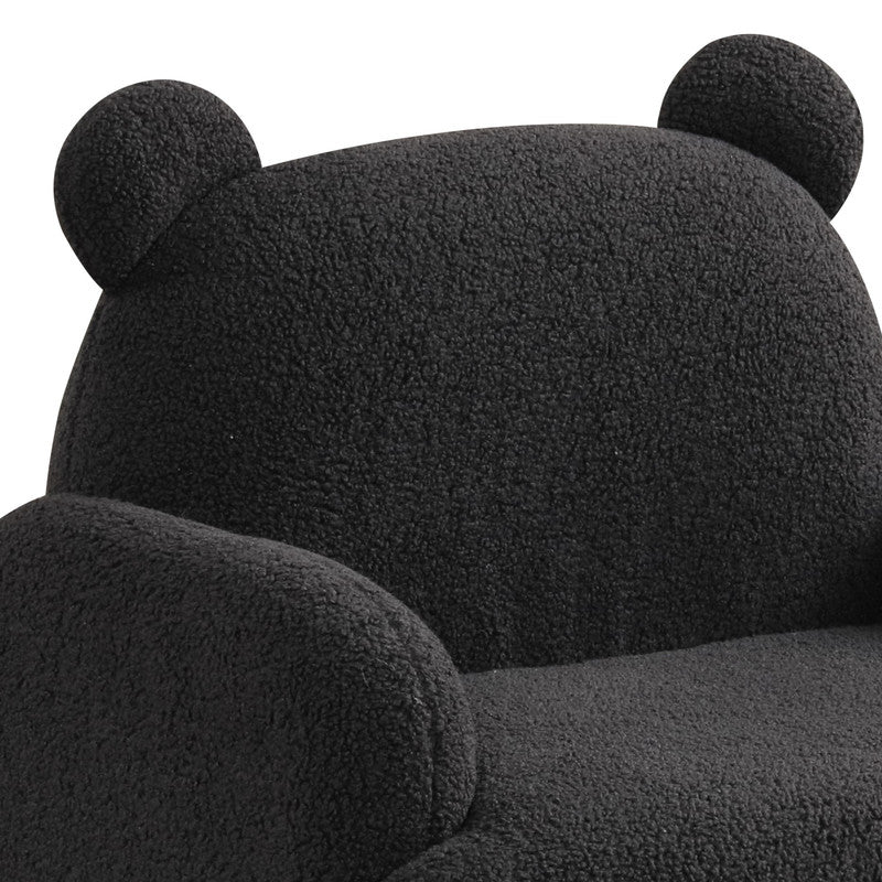 Raelynn Black 25.5"W Sherpa Bear-Shaped Kids Armchair