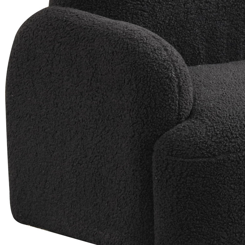 Raelynn Black 25.5"W Sherpa Bear-Shaped Kids Armchair