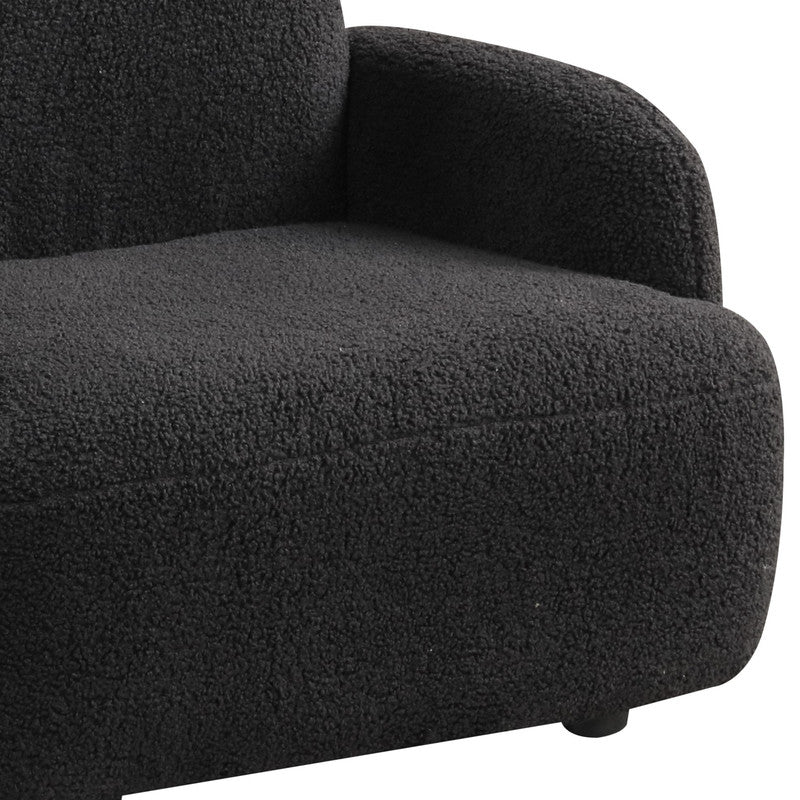 Raelynn Black 25.5"W Sherpa Bear-Shaped Kids Armchair