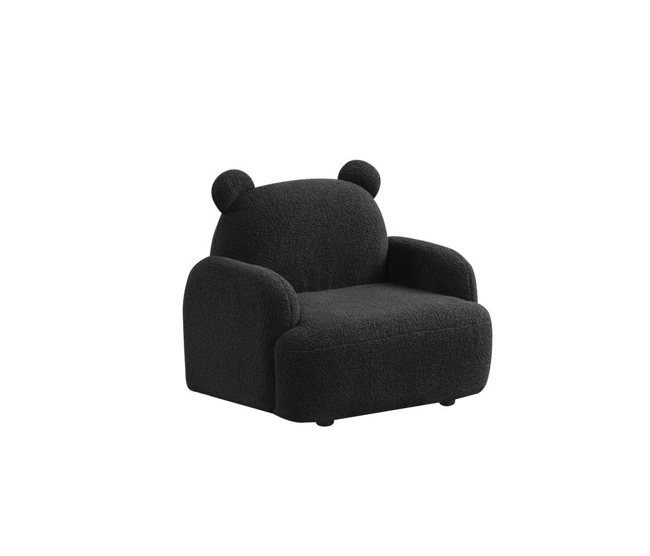 Raelynn Black 25.5"W Sherpa Bear-Shaped Kids Armchair