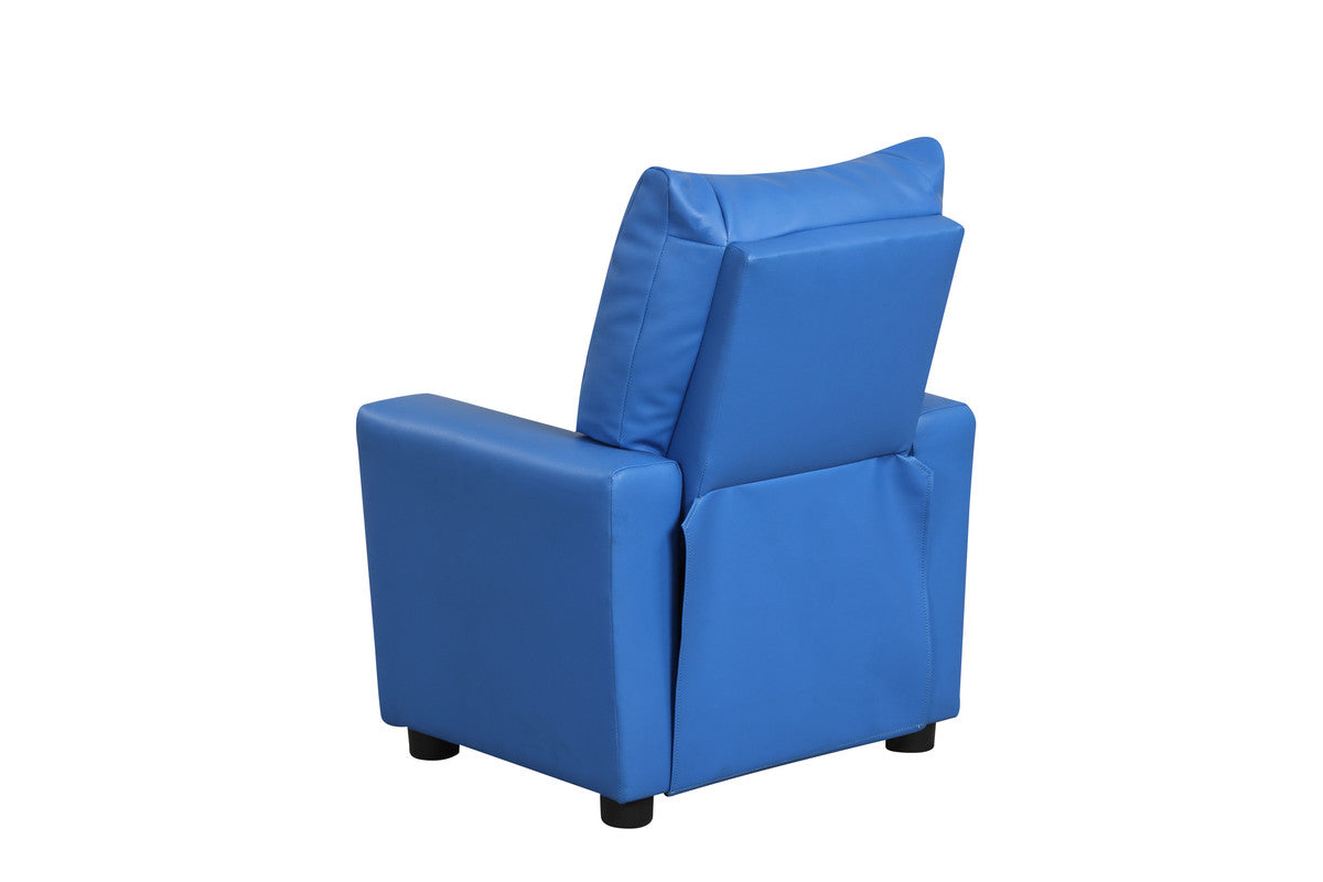 Perline Blue 23"W PU Leather Kids Recliner