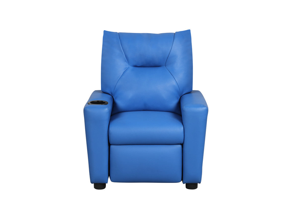 Perline Blue 23"W PU Leather Kids Recliner
