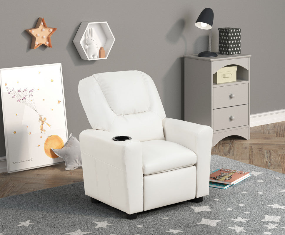 Marisa White 23"W PU Leather Kids Recliner